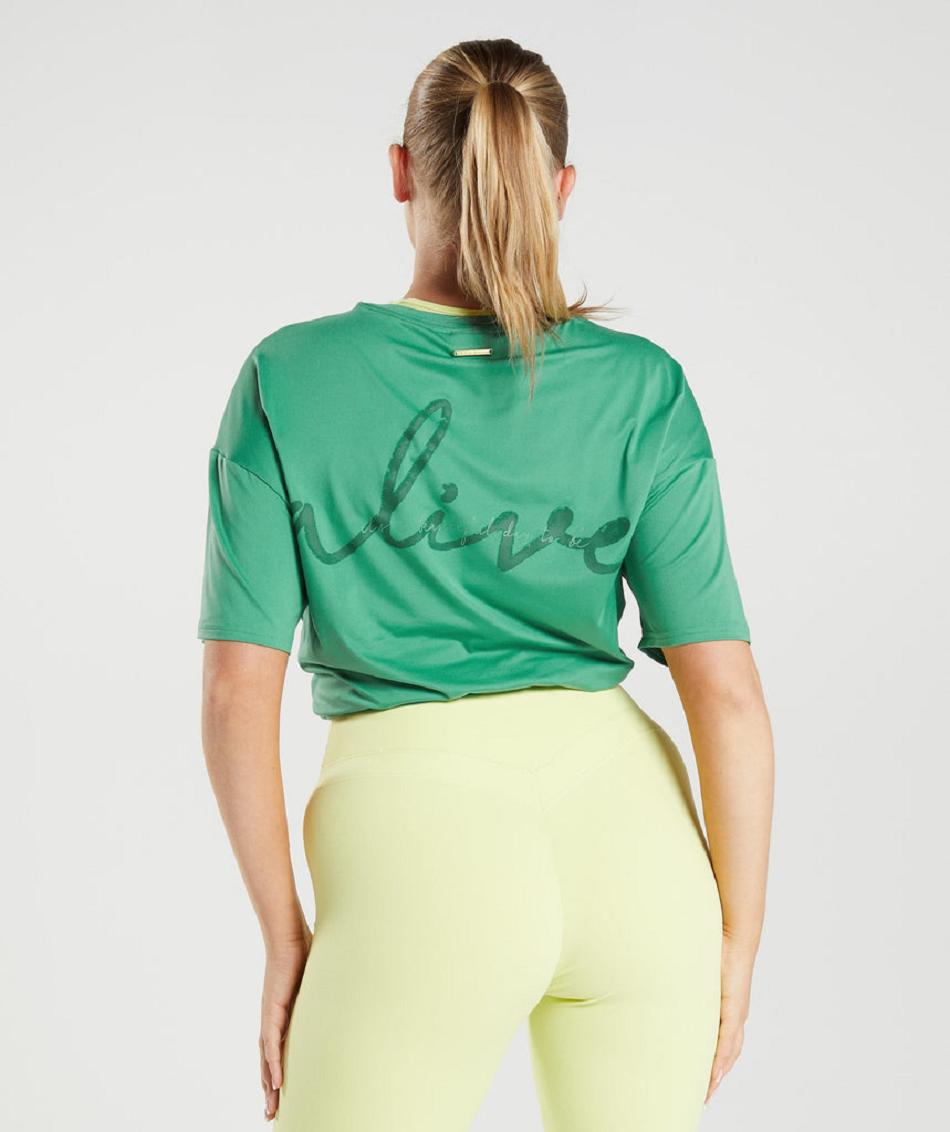 T Shirts Gymshark Whitney Oversized Mujer Verde | CO 2262BEX